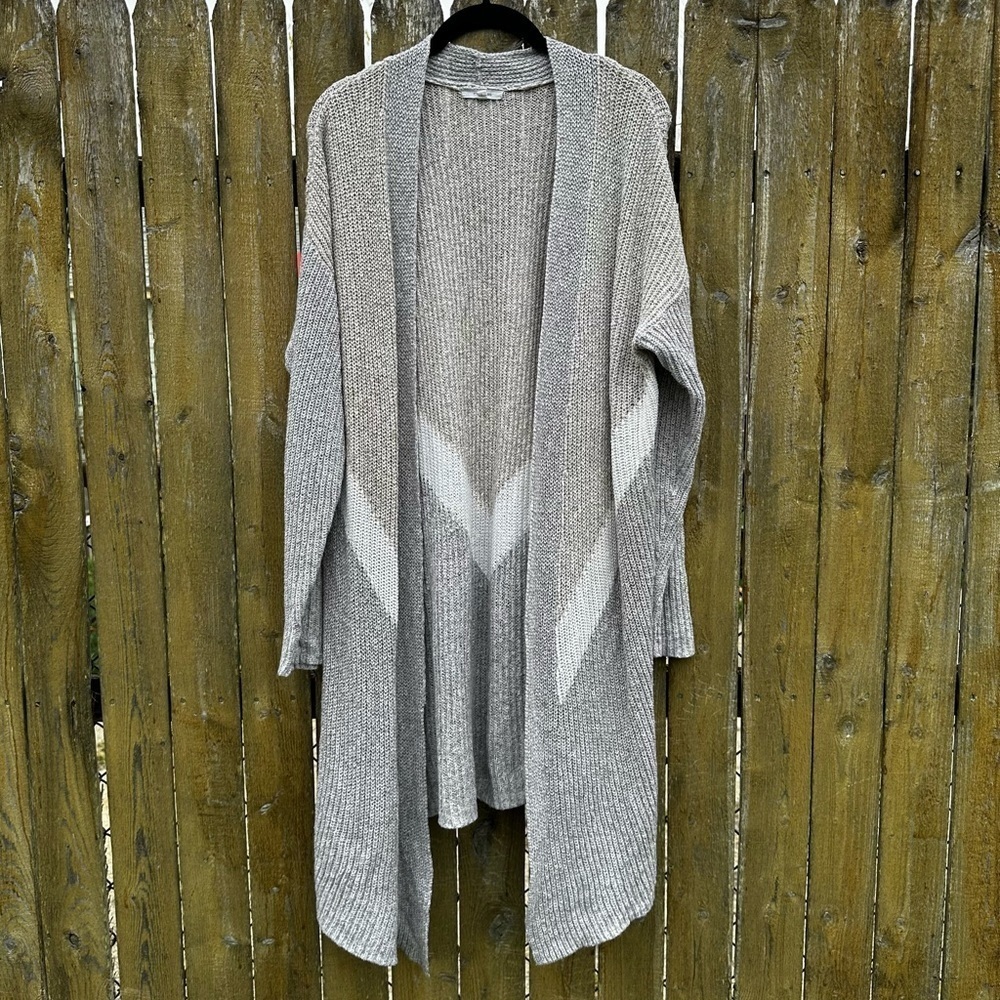 Maurices Chevron Colorblock Open Front Duster Cardigan Sz L